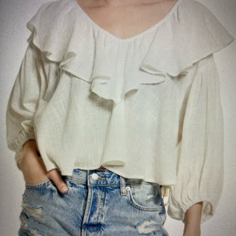 NWT FREE PEOPLE Zuri Ruffle Blouse
